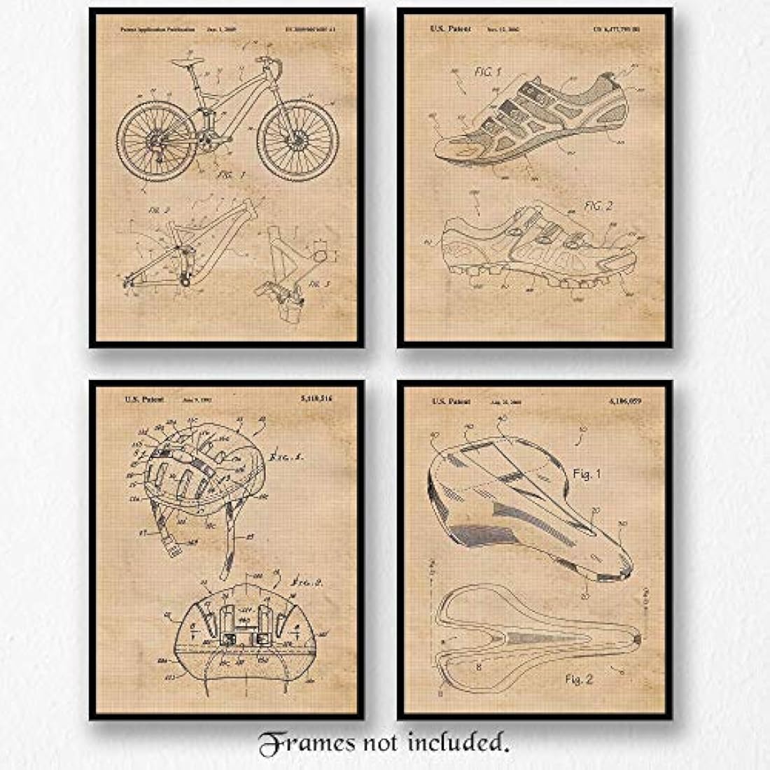 carteles de arte de patente de bicicleta de montaña