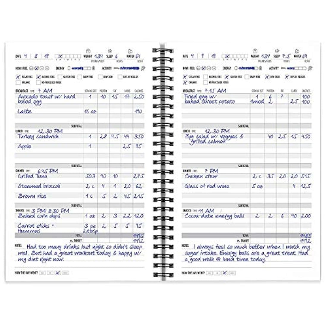 Libro de registro de entrenamiento y agenda de ejercicios