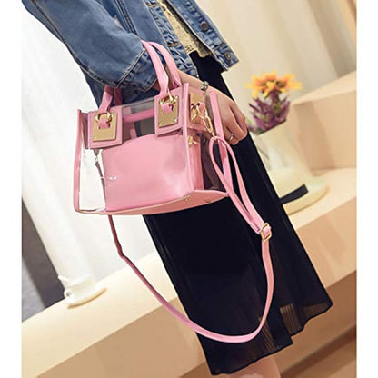 Bolso de hombro de PVC transparente y rosa, 2 piezas, COOBA