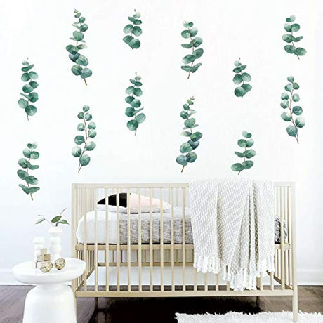 Adhesivo decorativo para pared con diseño de hojas de eucalipto