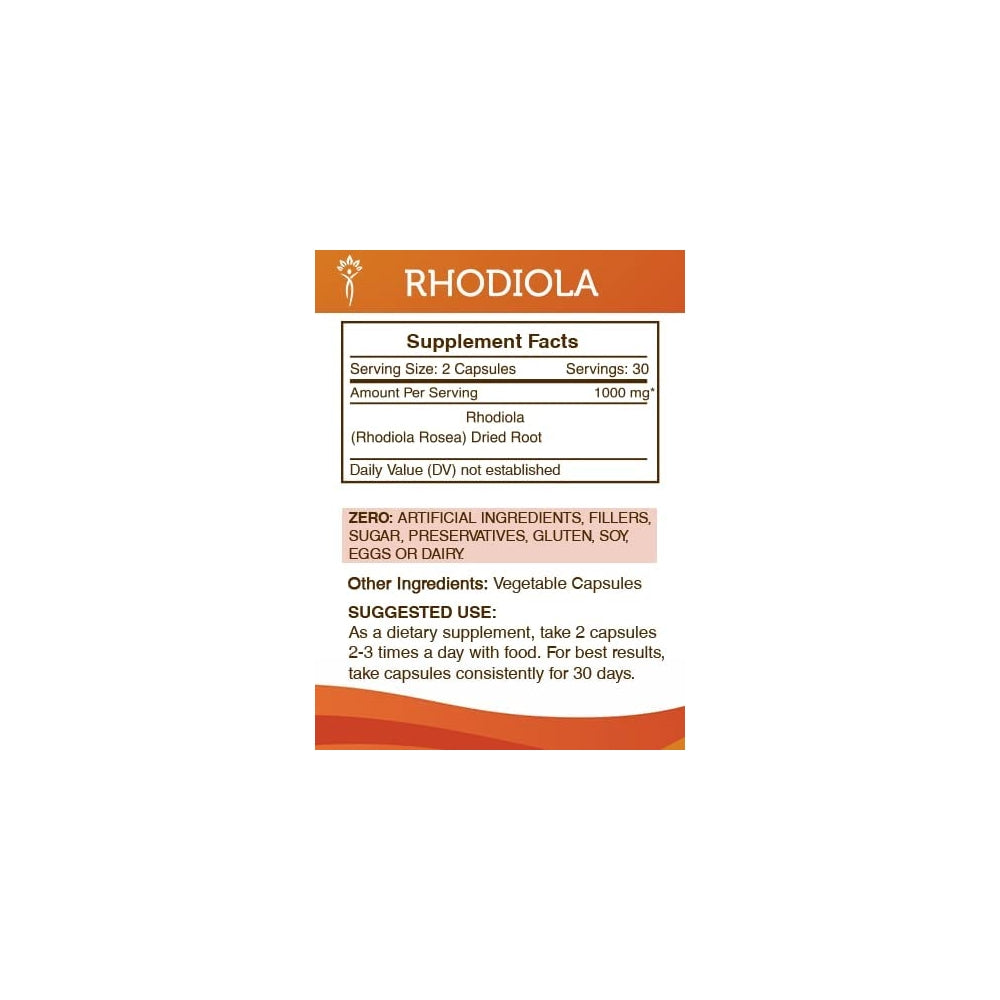 Suplemento Rhodiola 60 cápsulas  vegetales y raíz seca