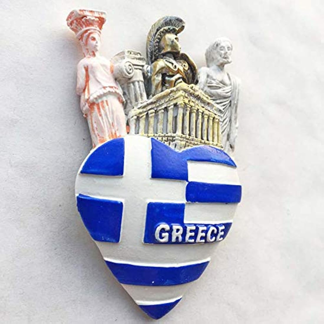 Imán con diseño de bandera de Grecia en forma de corazón