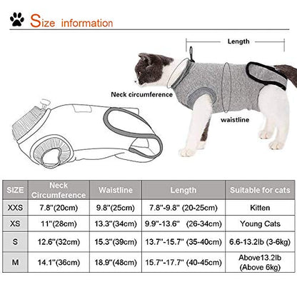 DogLemi Traje de recuperación de gatos para heridas abdominales y enfermedades de la piel, profesional después de la cirugía, uso suave, cómodo, cono de cuello E, alternativa para gatos pequeños y medianos heridas de gatito, enfermedades de la piel