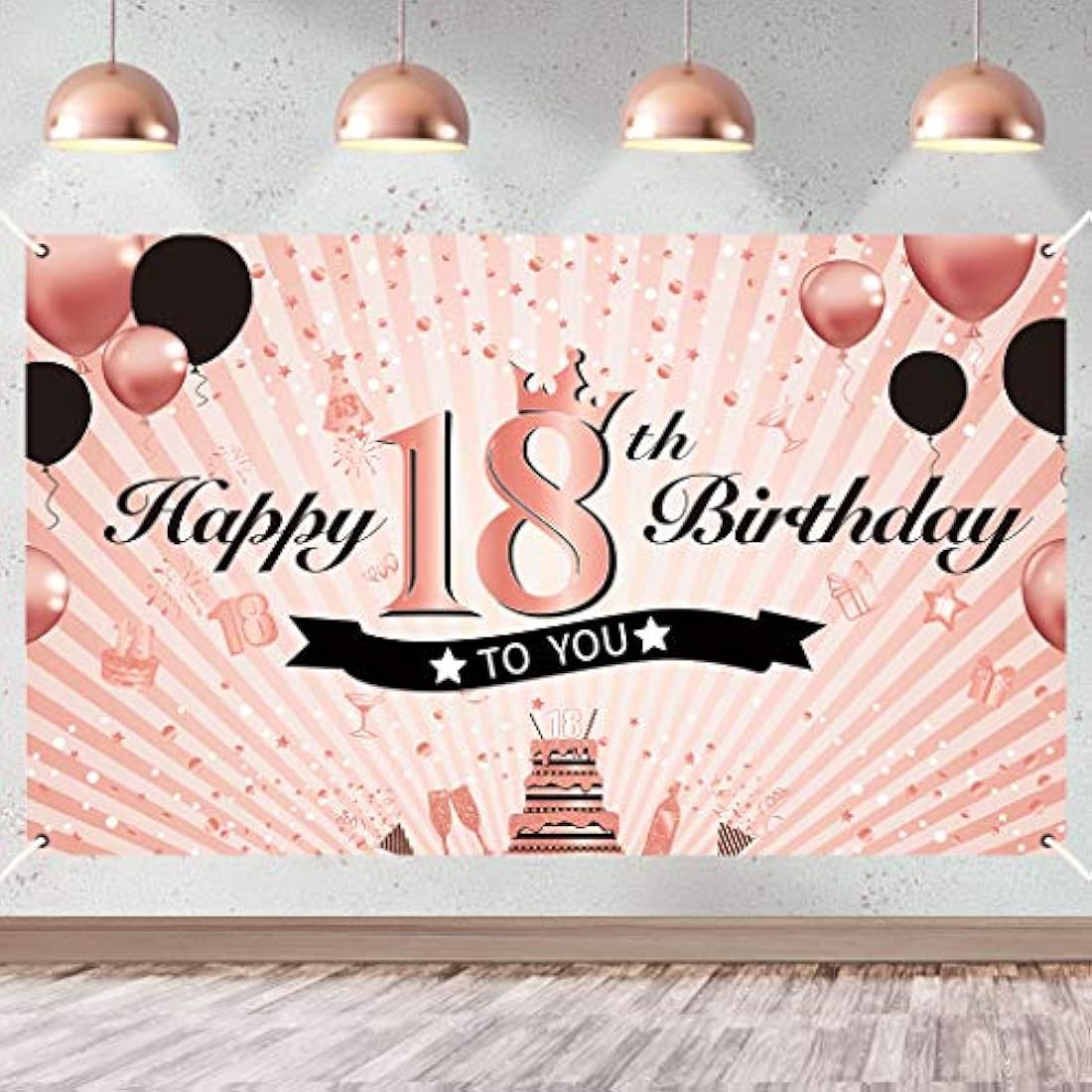 Feliz cumpleaños 18 Decoraciones para niñas, oro rosa