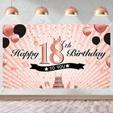 Feliz cumpleaños 18 Decoraciones para niñas, oro rosa