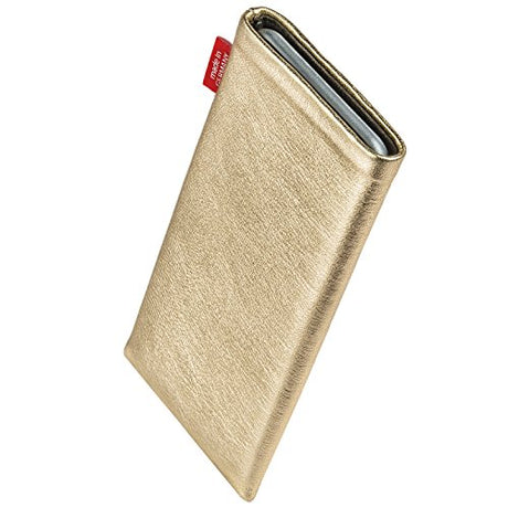 fitBAG Groove Gold - Funda personalizada para Samsung Galaxy S22 Ultra | Fabricada en Alemania | Funda de piel fina de napa con forro de microfibra para limpieza de pantallas