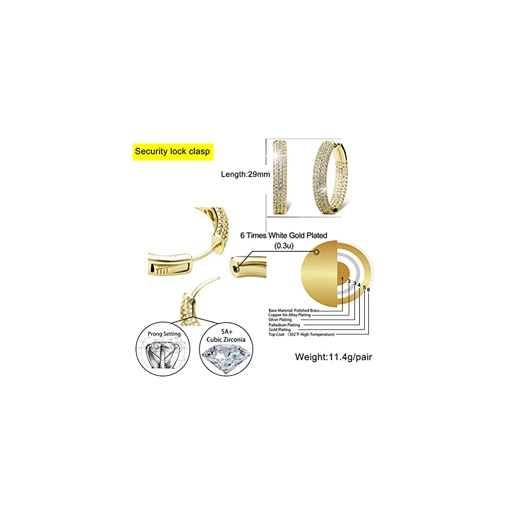 Aretes de aro con circonita cúbica para mujeres