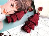 Aretes de borla de colores diseño bohemio con borla
