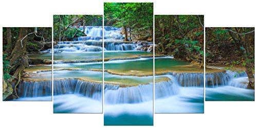 5 paneles Pacífica cascada Giclée Impresiones de la lona