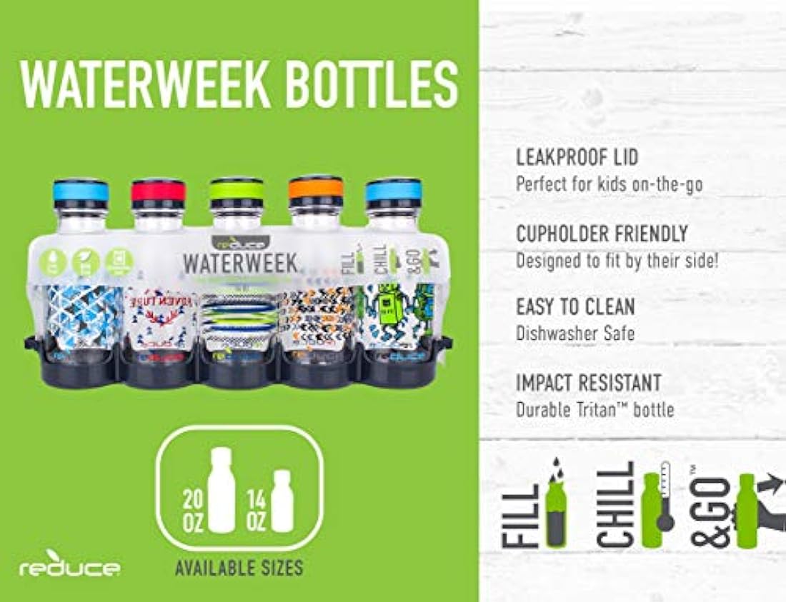 Reduce WaterWeek botellas de agua reutilizables, 14 onzas