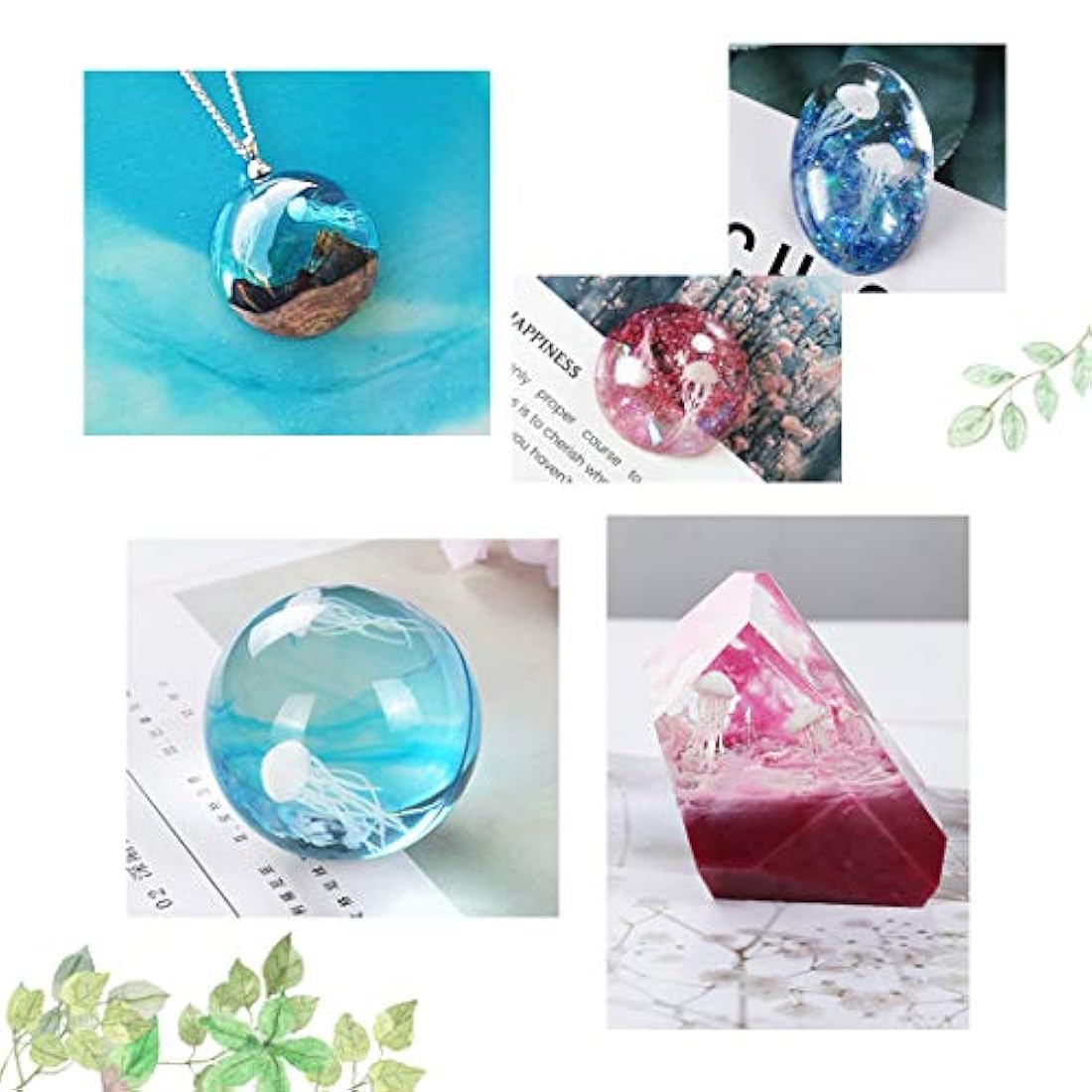iSuperb - 18 moldes de resina epoxi para rellenar minicamelipes, caballitos de mar, peces de búfalo, para hacer joyas, manualidades, color blanco