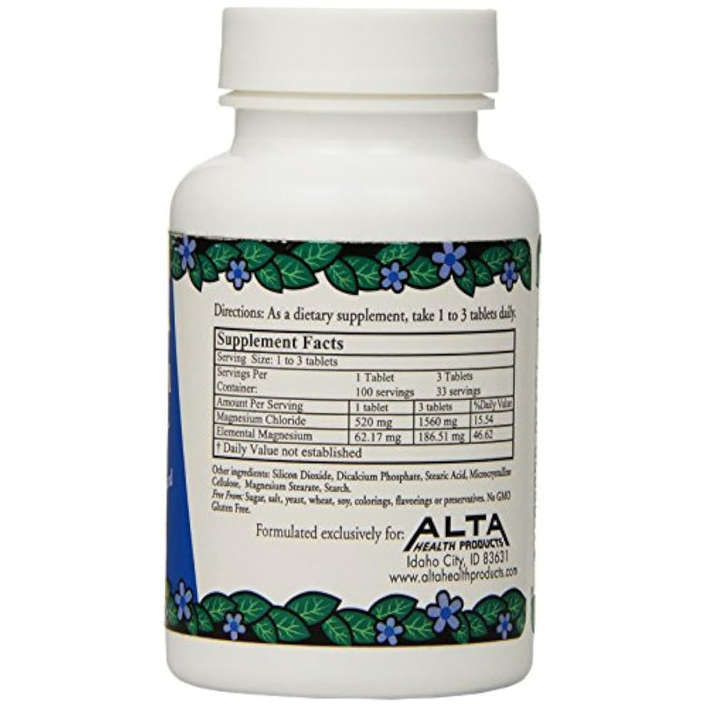 Tabletas de cloruro de magnesio de Alta Health, 100 unidades
