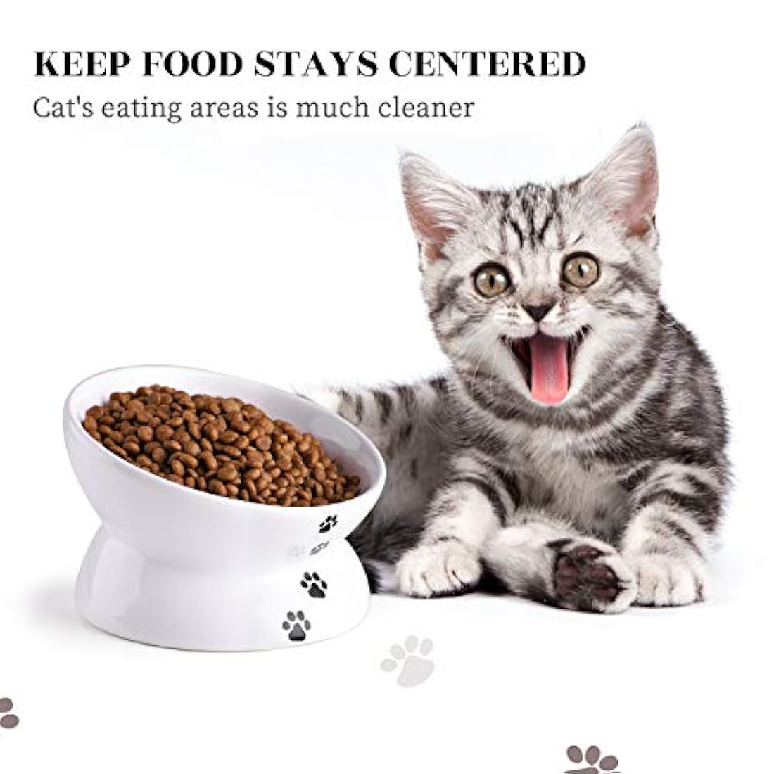 Y YHY tazón de comida para gatos, inclinado, con elevación, de cerámica, para comida de mascotas, gatos con cara chata, perros pequeños, protege la columna vertebral de las mascotas, apto para lavavajillas