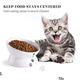 Y YHY tazón de comida para gatos, inclinado, con elevación, de cerámica, para comida de mascotas, gatos con cara chata, perros pequeños, protege la columna vertebral de las mascotas, apto para lavavajillas