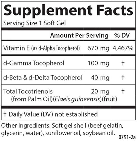 Carlson E-Gems Elite 1000 UI, Vitamina E, Salud del Corazón, 088395007910, 1