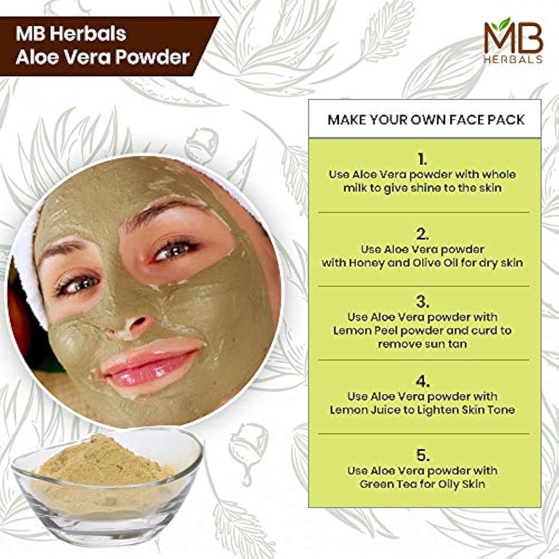 MB Herbals Aloe Vera Polvo y orgánico cultivado