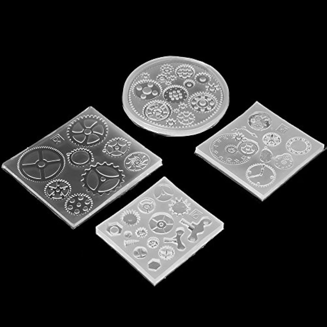 Kit de moldes de resina epoxi, 4 pcs moldes de silicona resina epoxi DIY molde forma de Gear 3d tarta de Chocolate Fondant molde de silicona DIY Joyas de resina colgante Decortion