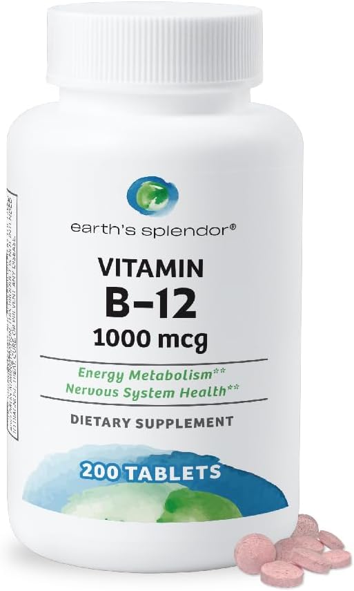 Suplementos Energéticos B12, Earth's Splendor, 200 Tabletas