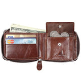 Cartera de piel con cierre  para hombre }