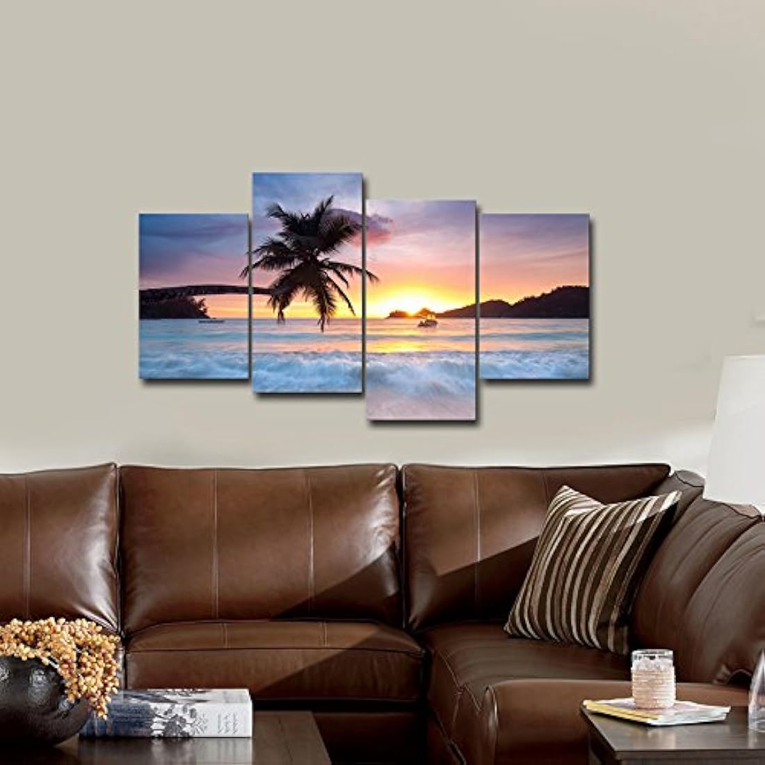 Playa tema 4 paneles Giclee Lienzos Sobre lona de paisaje