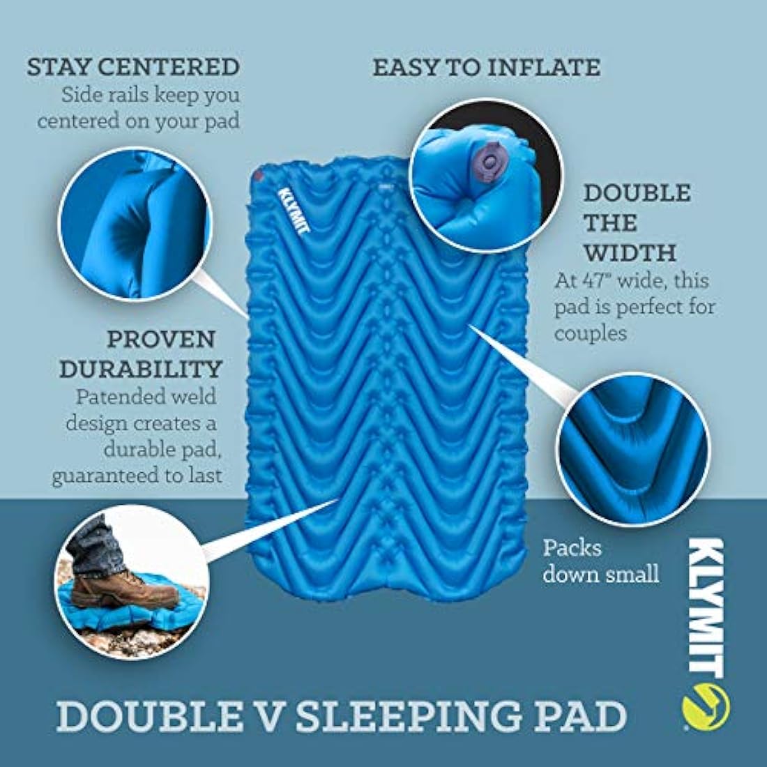 KLYMIT - Almohadilla para dormir doble V, 2 personas