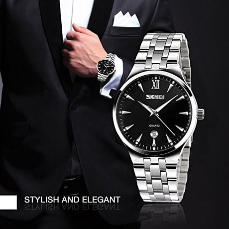 Reloj para hombre, correa de acero inoxidable de lujo