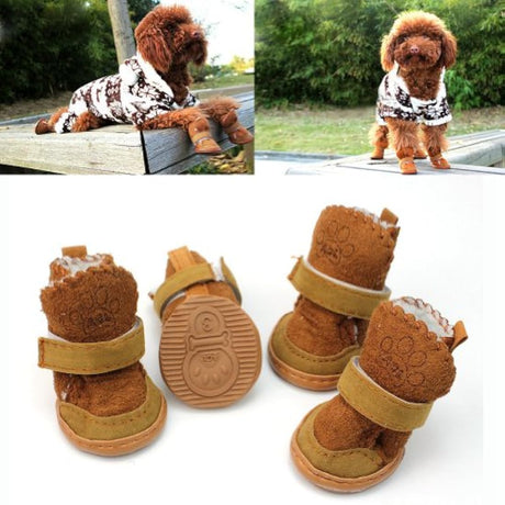 4 pcs mascota perro cachorro mezcla de algodón zapatos botas