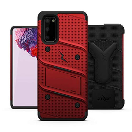 ZIZO Bolt Series - Funda para Galaxy S20 con cordón de soporte, color rojo