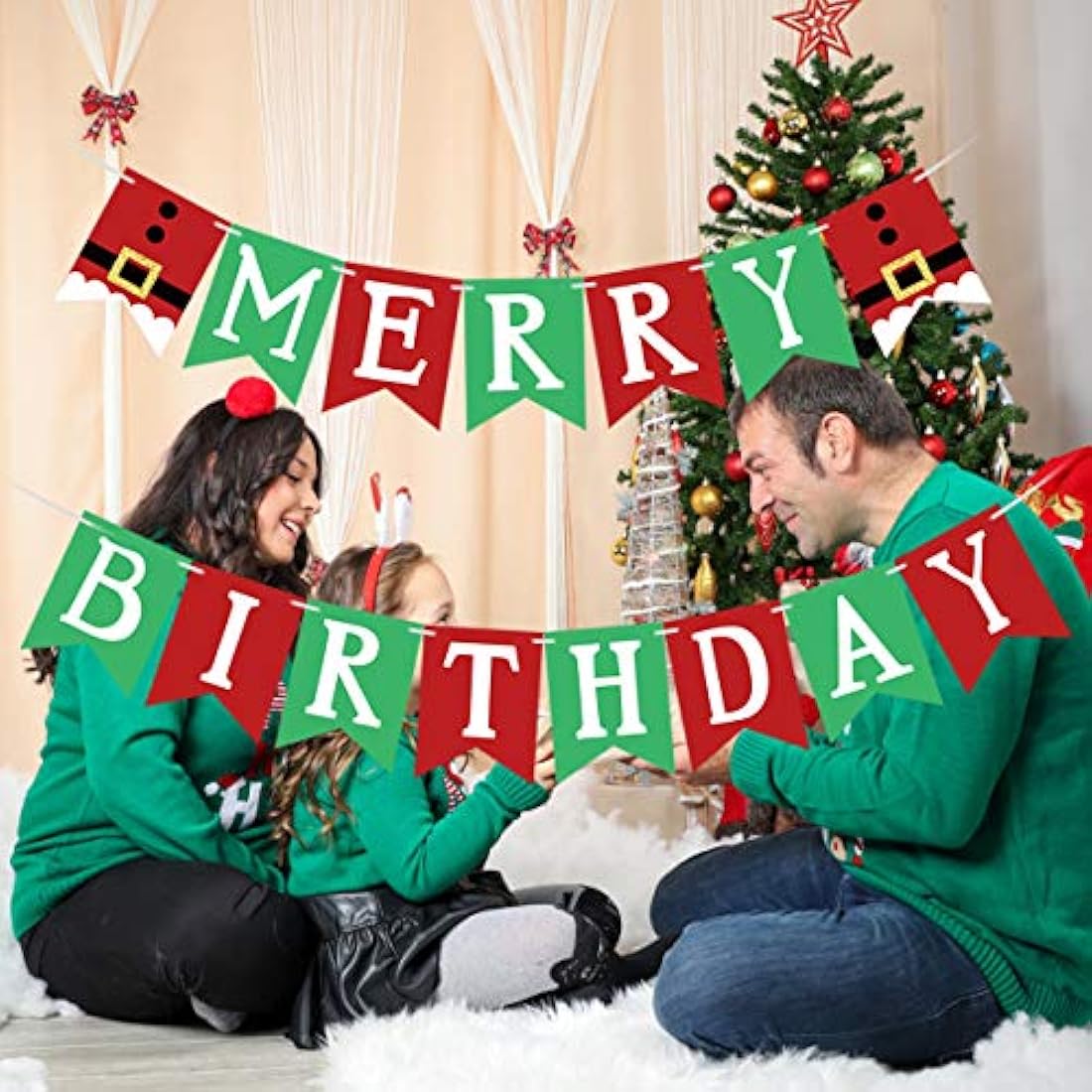 Pancarta de Navidad y cumpleaños con texto en inglés