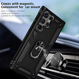 Funda para Galaxy S22 Ultra, Samsung S22 Ultra con clip para cinturón, soporte de anillo, cubierta de protección de grado militar [compatible con soporte magnético para automóvil] Funda a prueba de golpes para S22 Ultra (negro)
