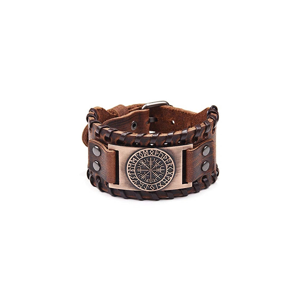 Pulseras y tobilleras vikinga nórdico con brújula rúnica