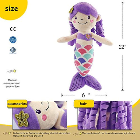 Athoinsu - Muñeca de sirena de peluche, Púrpura