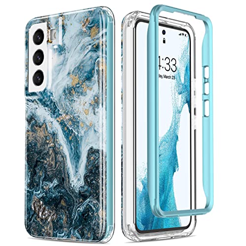 ESDOT Funda para Samsung Galaxy S22 Plus, grado militar, prueba de caída de 21 pies, resistente con diseños de moda para mujeres y niñas, funda protectora para Galaxy S22+ Plus 6.6 pulgadas, estampado mármol ópalo y verde azulado