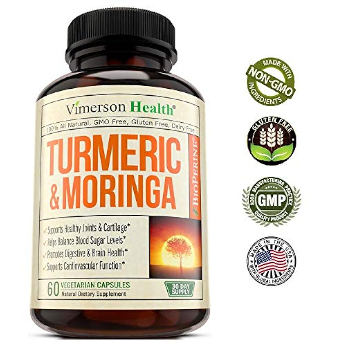 Curcumina cúrcuma  moringa oleifera y suplemento bioperina.