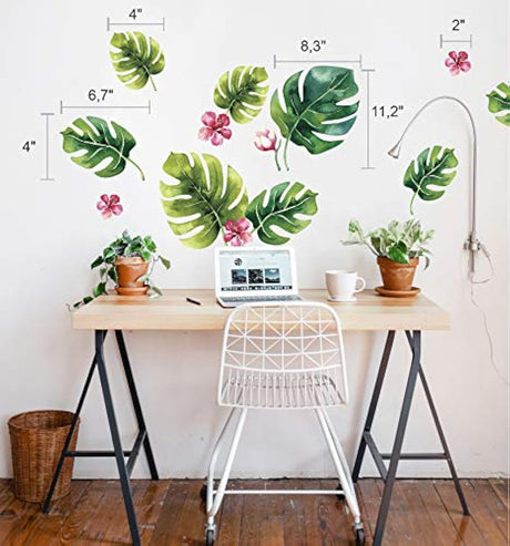 Pegatinas de pared con diseño de hojas de palma tropicales