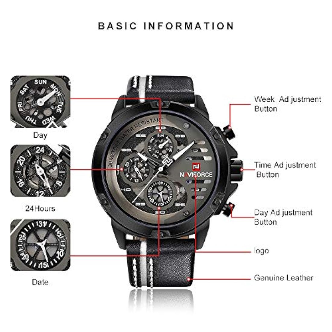 Relojes para los Hombres Impermeable Reloj Analógico  Cuarzo