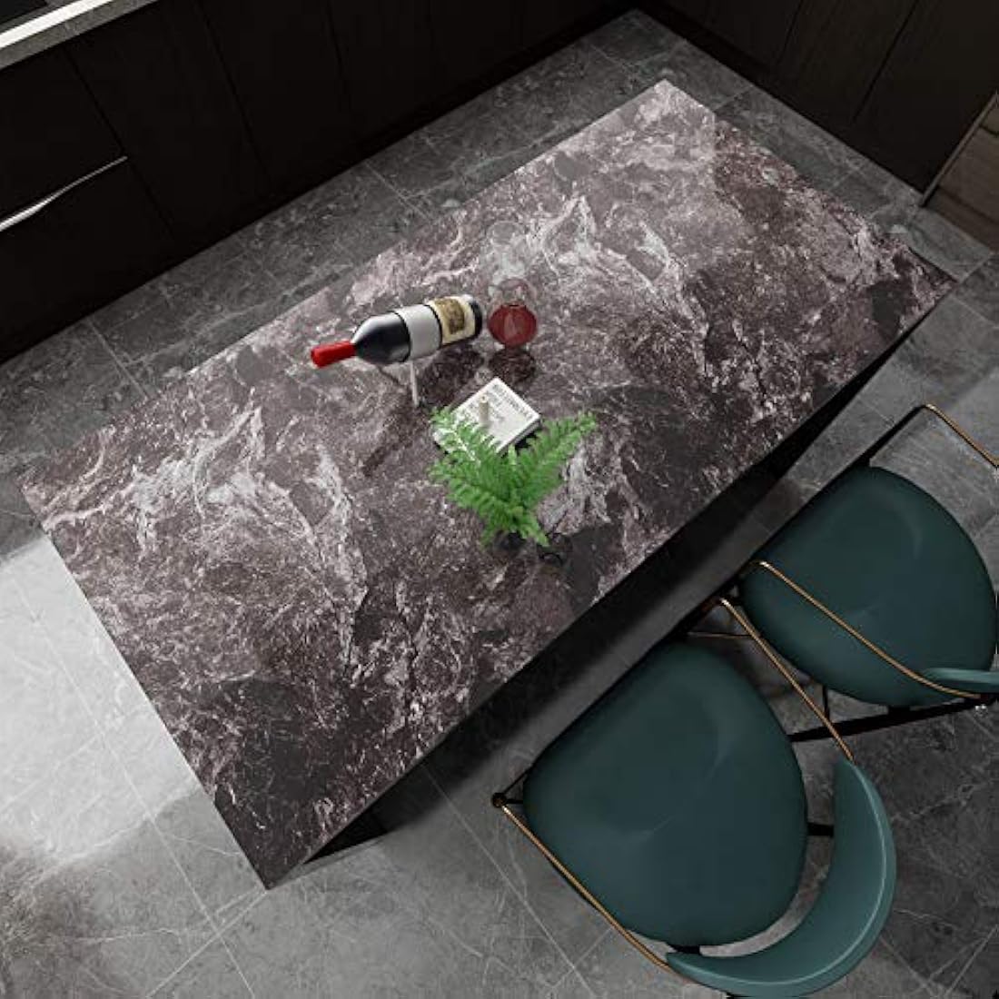 Papel de pared de mármol oscuro para cubiertas  15.8x78.8