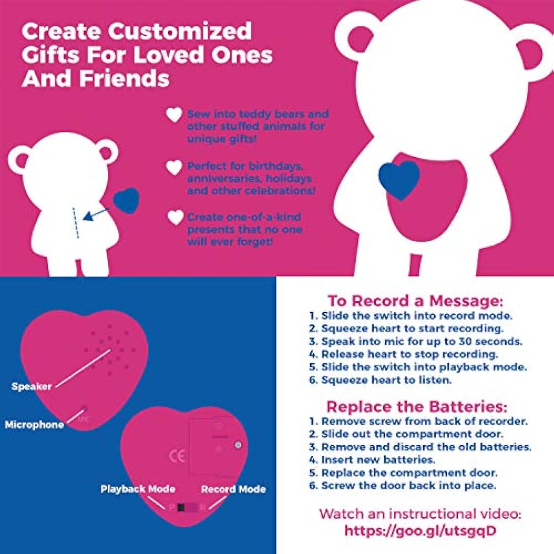 juguete de peluche, grabadora de corazón