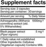 Suplemento Ashwagandha KSM 66 con Extracto de Pimienta Negra