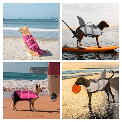 Surblue - Chaleco salvavidas para perros con flotación para salvavidas para mascotas con protección de agua en la piscina, playa, barco, natación (XS, gris)