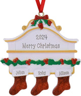 Adornos Navideños Personalizados 2024 - 3 Nombres para Familia