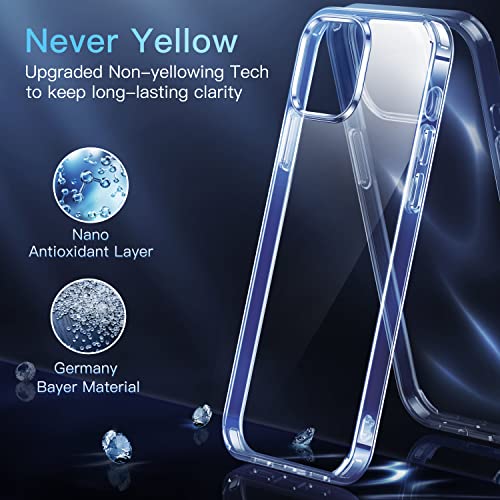 CASEKOO Crystal Clear Designed for iPhone 13 Pro case, [Not Yellowing] [Military Drop Protection] Shockproof Protective Phone Case Slim Thin Cover 6.1 inch 2021, Clear Blue