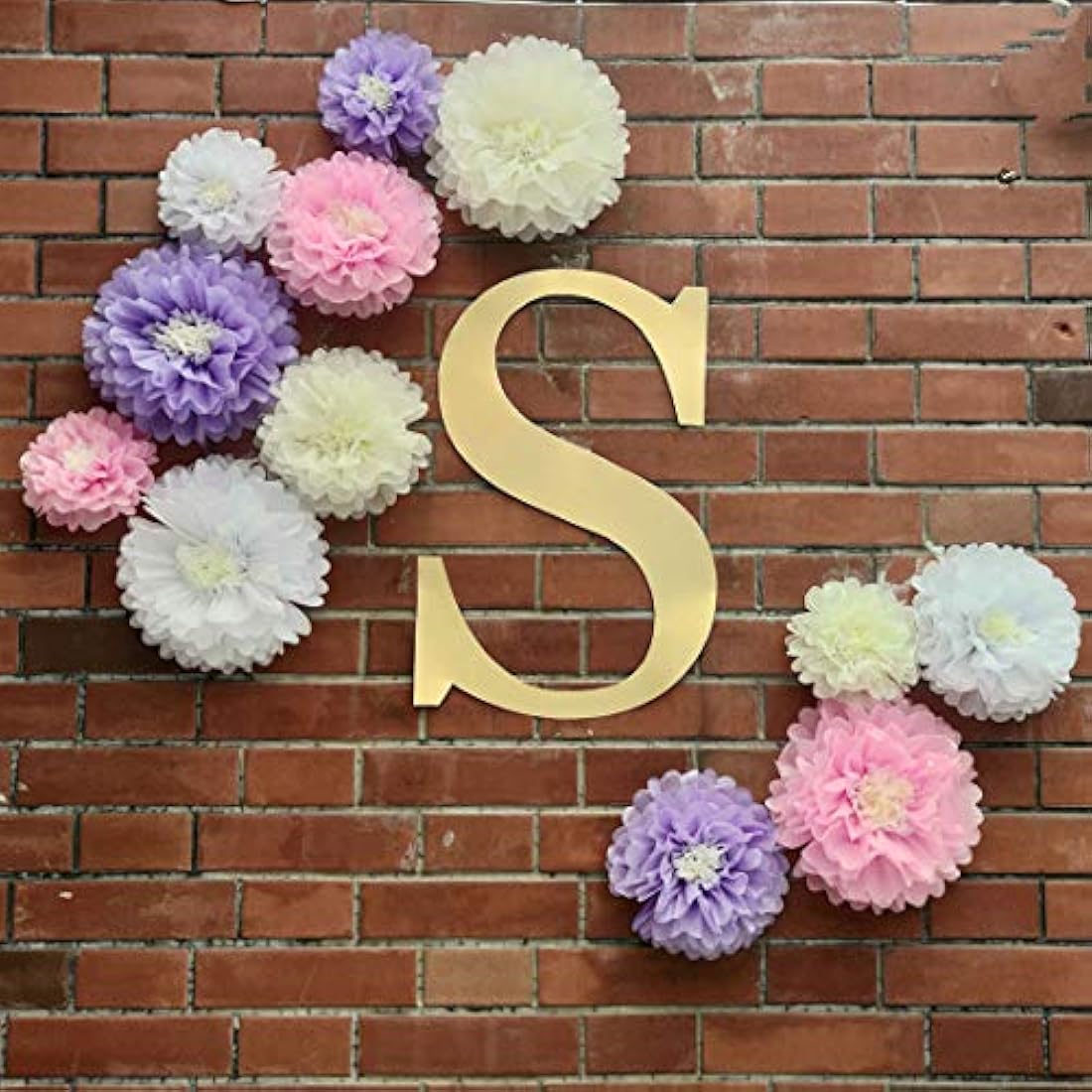 Paquete de 12 flores de papel de seda de color rosa y blanco