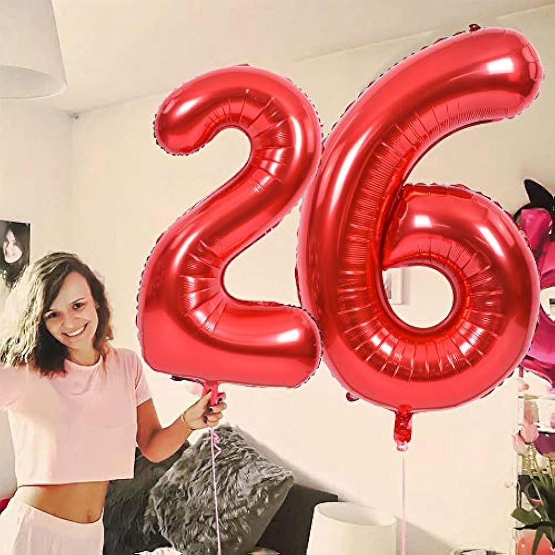 Globos rojos de 39.8 in de números grandes de 0 a 9