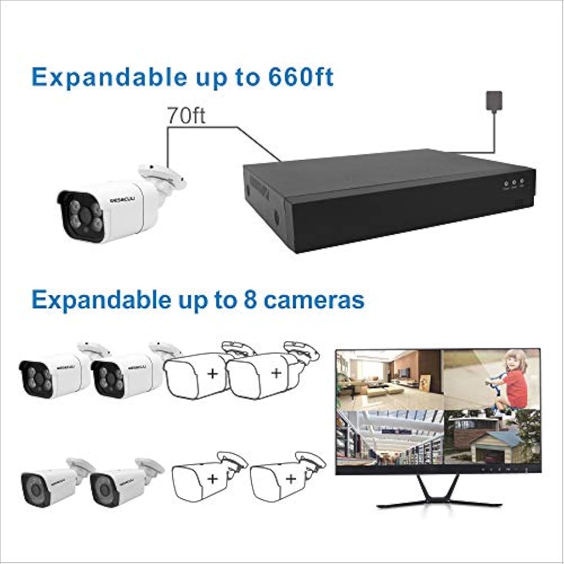 Sistema de cámara de seguridad PoE para el hogar, WESECUU