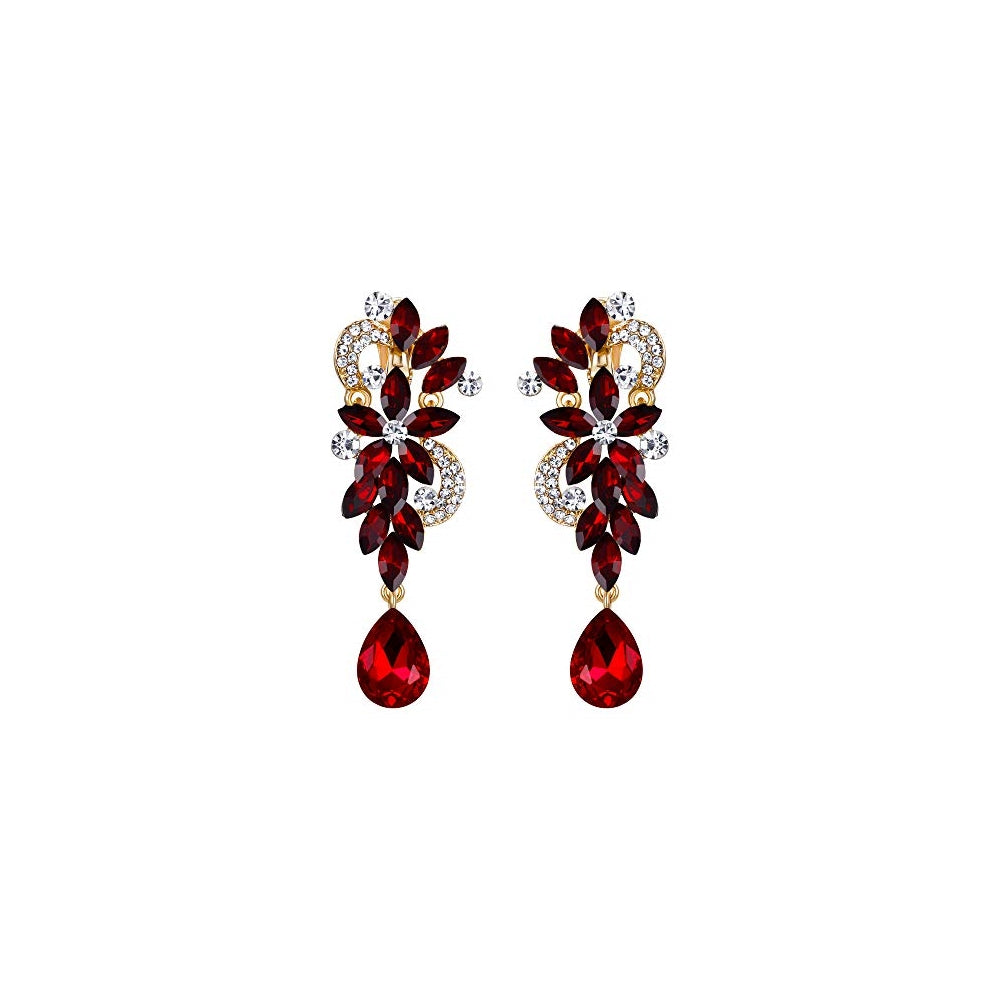 Aretes con dije con flores de cristal para mujeres
