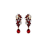 Aretes con dije con flores de cristal para mujeres