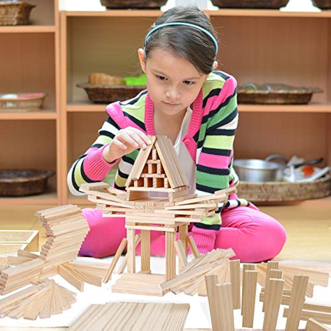 Juguetes STEM para niños 100 piezas de tablones de madera