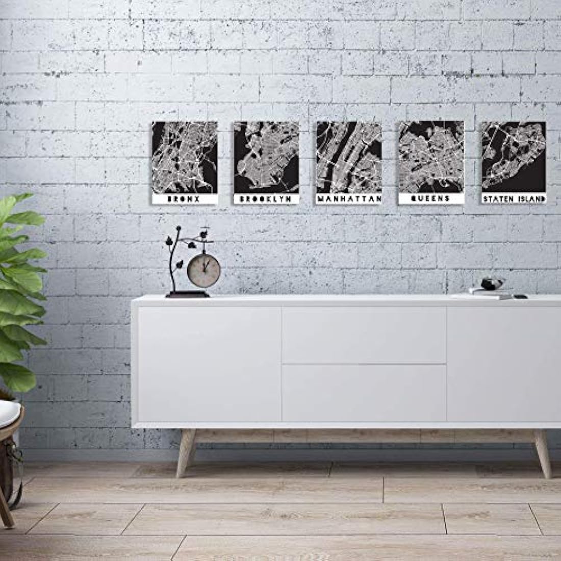 Arte de pared de la ciudad de Nueva York Blanco y negro