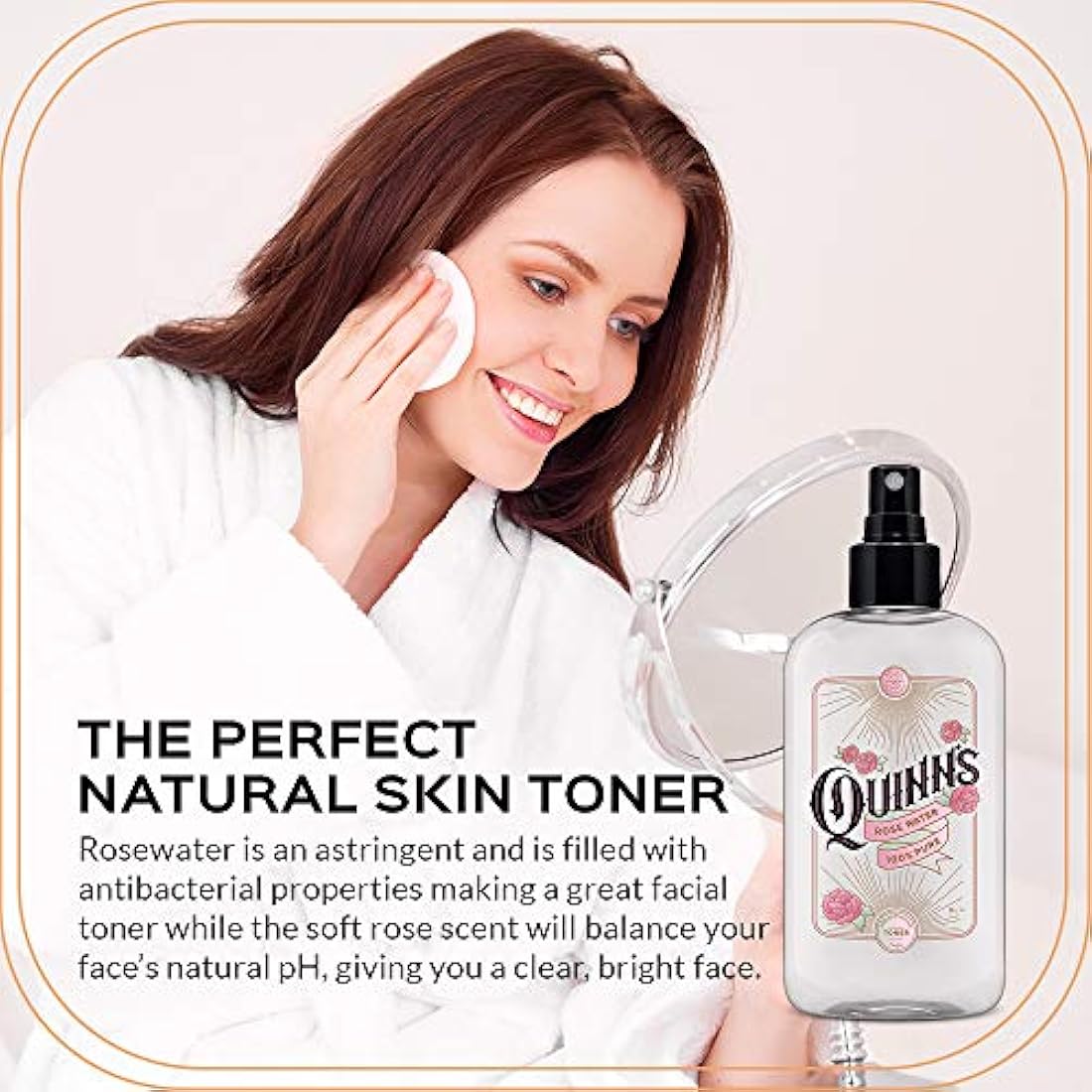 Spray de agua rosa de Quinn. Tóner facial con roseta pura